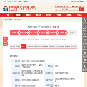 巢湖市中医院（中西医结合医院）新建项目_全国公共资源交易平台（安徽省·合肥市）